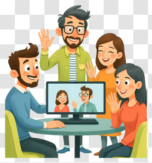 Teamwork - Virtual Team Video Call Transparent PNG
