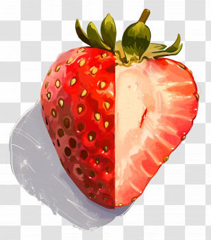 Half Strawberry - Juicy Strawberry Slice Illustration Transparent PNG