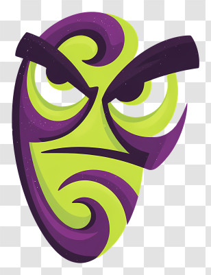 Sigma Face Emoji - Green And Purple Artistic Mask Transparent PNG