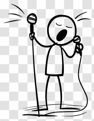 Stick Figure Singing - Stick Figure Singing With Microphones Illustration Transparent PNG
