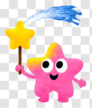 Cute Elements - Pink Star Painting With Wand Transparent PNG