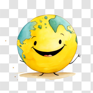 World Smile Day - Smiling Earth Cartoon Illustration Transparent PNG