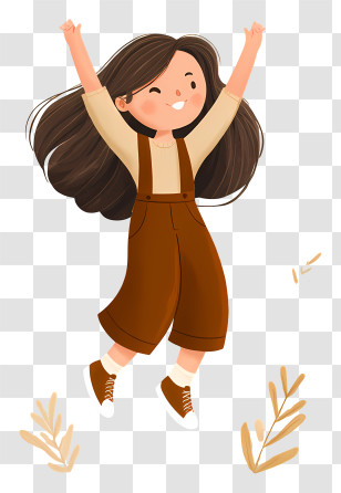 Cute Little Girl Jumping - Happy Girl Jumping Illustration Transparent PNG