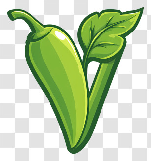 Green Vegan Symbol - Fresh Green Pepper With Leaf Transparent PNG