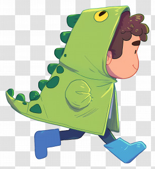 Cartoon Boy - Child In Dinosaur Costume Running Transparent PNG