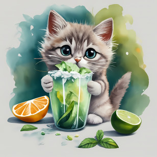 Global Cat Day - Cute Kitten With Drink Transparent PNG