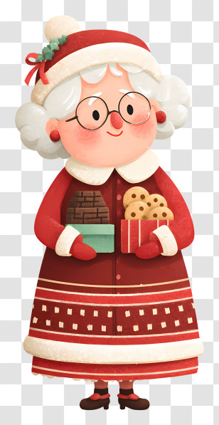 Mrs Claus Holding Chocolate Cookies - Mrs. Claus Holding Christmas Treats Transparent PNG