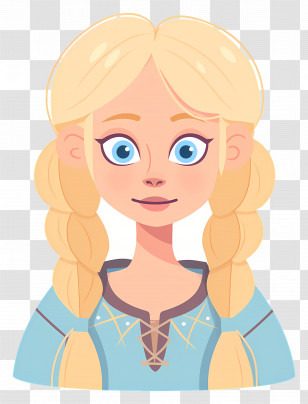Blonde Girl With Braids - Cute Blonde Girl Cartoon With Braided Hair Transparent PNG