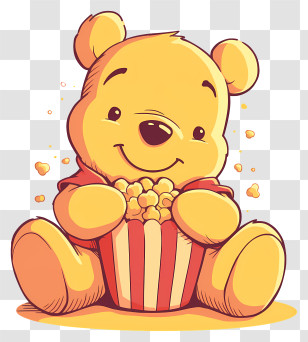 Winnie The Pooh - Teddy Bear With Popcorn Transparent PNG