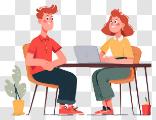 Meeting For Interview - Cartoon Meeting At Table Transparent PNG