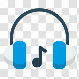 Listening Music - Blue Headphones With Music Note Transparent PNG