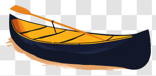 Canoe - Yellow And Black Canoe With Paddle Transparent PNG