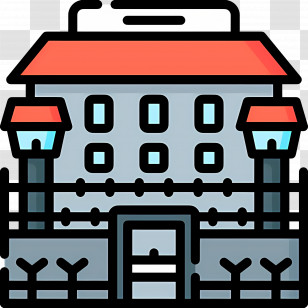 Prison Building - Large Building With Red Roof Transparent PNG