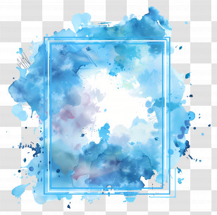 Rectangle Blue Frame - Abstract Blue Watercolor Frame Design Transparent PNG