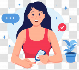 World Diabetes Day - Woman Checking Blood Sugar With Glucometer Transparent PNG