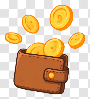 Coins Dropping Into Wallet - Cartoon Wallet With Gold Coins Transparent PNG