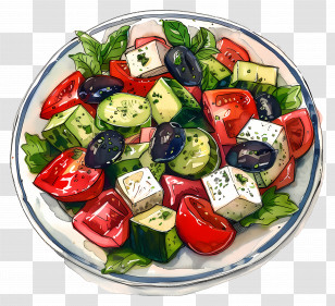Greek Salad - Mediterranean Salad With Fresh Vegetables Transparent PNG