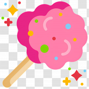 Cotton Candy - Pink Cotton Candy With Colorful Sprinkles Transparent PNG