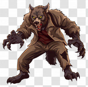 Werewolf - Werewolf Cartoon Illustration In Tattered Clothing Transparent PNG