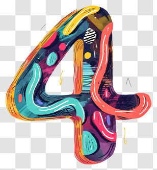 Number 4 - Colorful Artistic Number 4 Transparent PNG