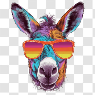 Cool Donkey - Cool Colorful Llama With Sunglasses Transparent PNG