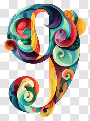 Number 9 - Artistic Colorful Number 9 Transparent PNG