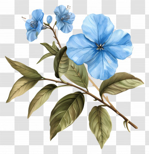 Blue Flowers - Blue Flower Branch Illustration Transparent PNG