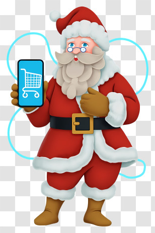 Santa Shopping Online - Santa Claus With Smartphone Shopping Transparent PNG