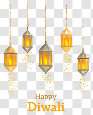 Happy Diwali Card - Happy Diwali Hanging Lanterns Transparent PNG