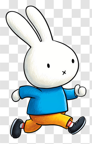 Miffy Running - Running Bunny In Blue Shirt Transparent PNG