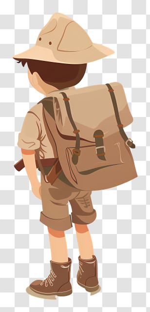 Scouting - Young Explorer Boy With Backpack Ready For An Adventure Transparent PNG