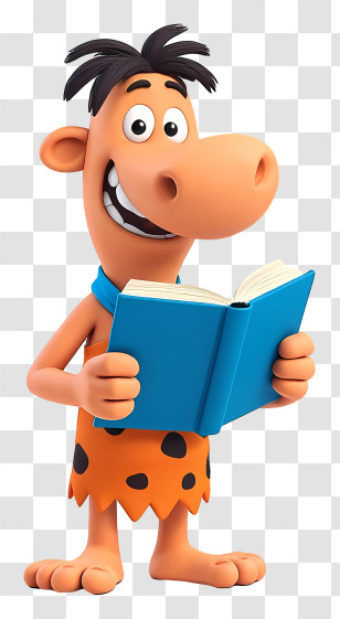 Cartoon Caveman - Cartoon Character Reading A Book Transparent PNG