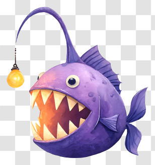 Anglerfish - Purple Anglerfish With Luring Light Transparent PNG