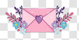Mail - Pink Envelope With Flowers Transparent PNG