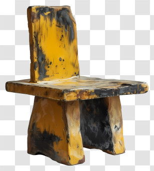 Modern Chair - Rustic Yellow Chair With Worn Texture Transparent PNG