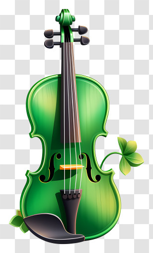 Emoji - Green Violin With Clover Transparent PNG