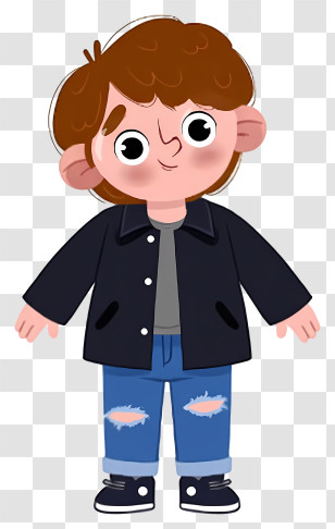Cartoon Student - Boy In Casual Jacket And Jeans Transparent PNG
