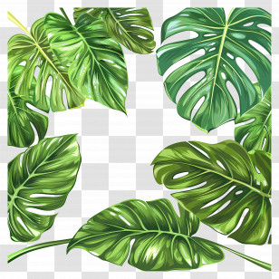 Monstera Border - Framing Tropical Monstera Leaf Design Transparent PNG