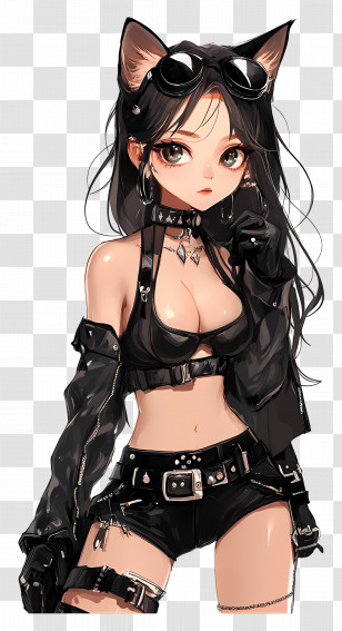 Cat Girl - Anime Girl With Cat Ears And Goggles Transparent PNG