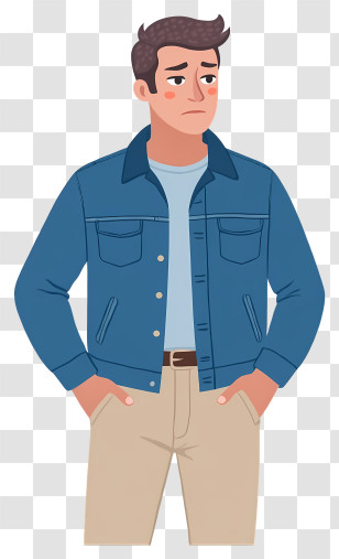 Man Feeling Sad - Pensive Man In Blue Jacket Transparent PNG