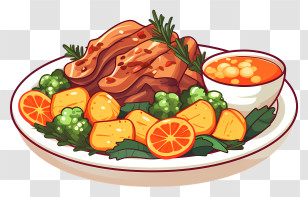 Christmas Dish - Meat And Vegetables Dish Transparent PNG