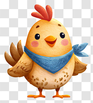 Kawaii Chicken - Cute Chick With Blue Bandana Transparent PNG