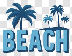 Beach Logo - Beach Text With Palm Trees Transparent PNG