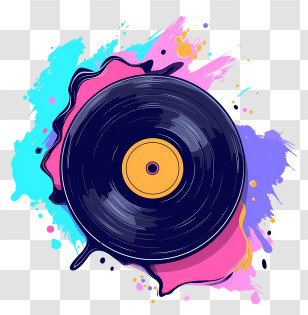 Vinyl Record - Dynamic Vinyl Record With Colorful Splashes Transparent PNG