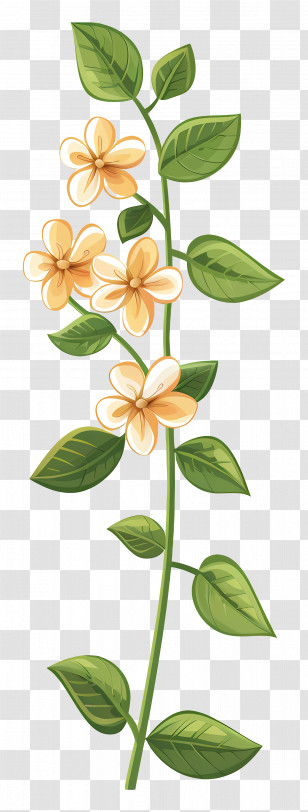 Flowering Plant - Yellow Flower On Stem Transparent PNG