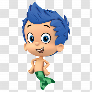 Bubble Guppies - Blue-Haired Cartoon Merman Transparent PNG