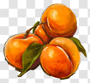 Apricots - Orange Apricots With Leaves Transparent PNG