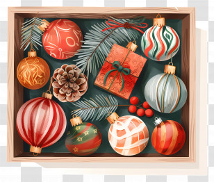 Christmas Toys - Christmas Ornaments In Box Transparent PNG