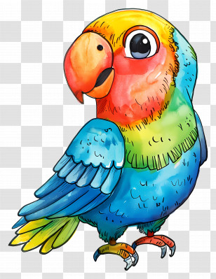 Cartoon Bird - Colorful Cartoon Parrot Transparent PNG