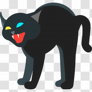 Halloween Cat - Scary Black Cat With Arched Back Transparent PNG